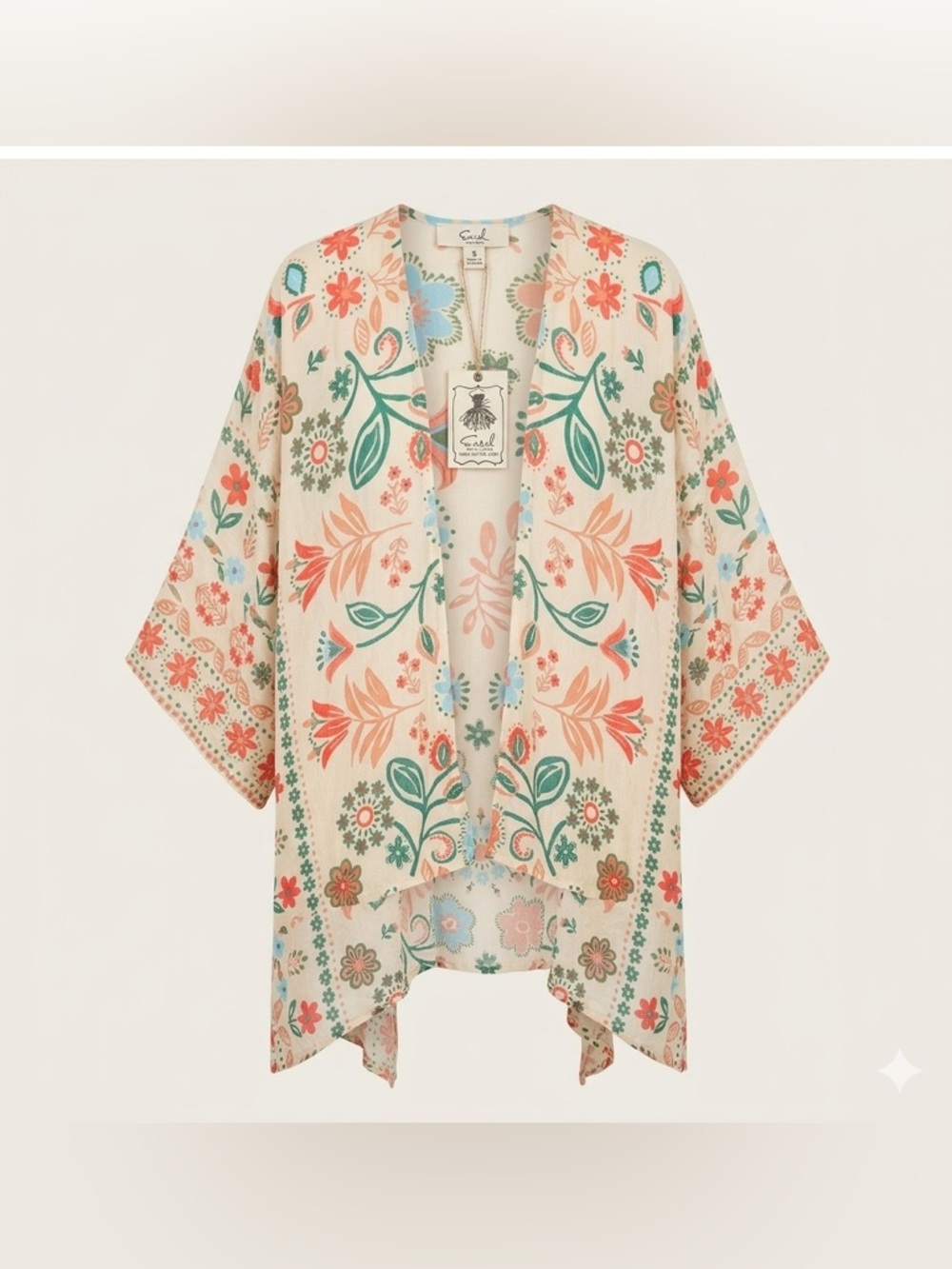 Easel Floral Boho Kimono Duster Oversized Summer Wrap S NWT